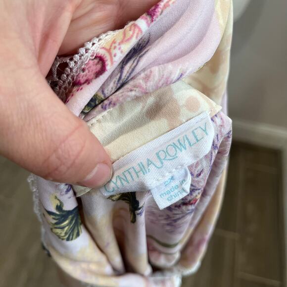 Cynthia Rowley Plus 2X Floral Button Shirt Cottagecore Lace Trim Blouse Top - Picture 9 of 10